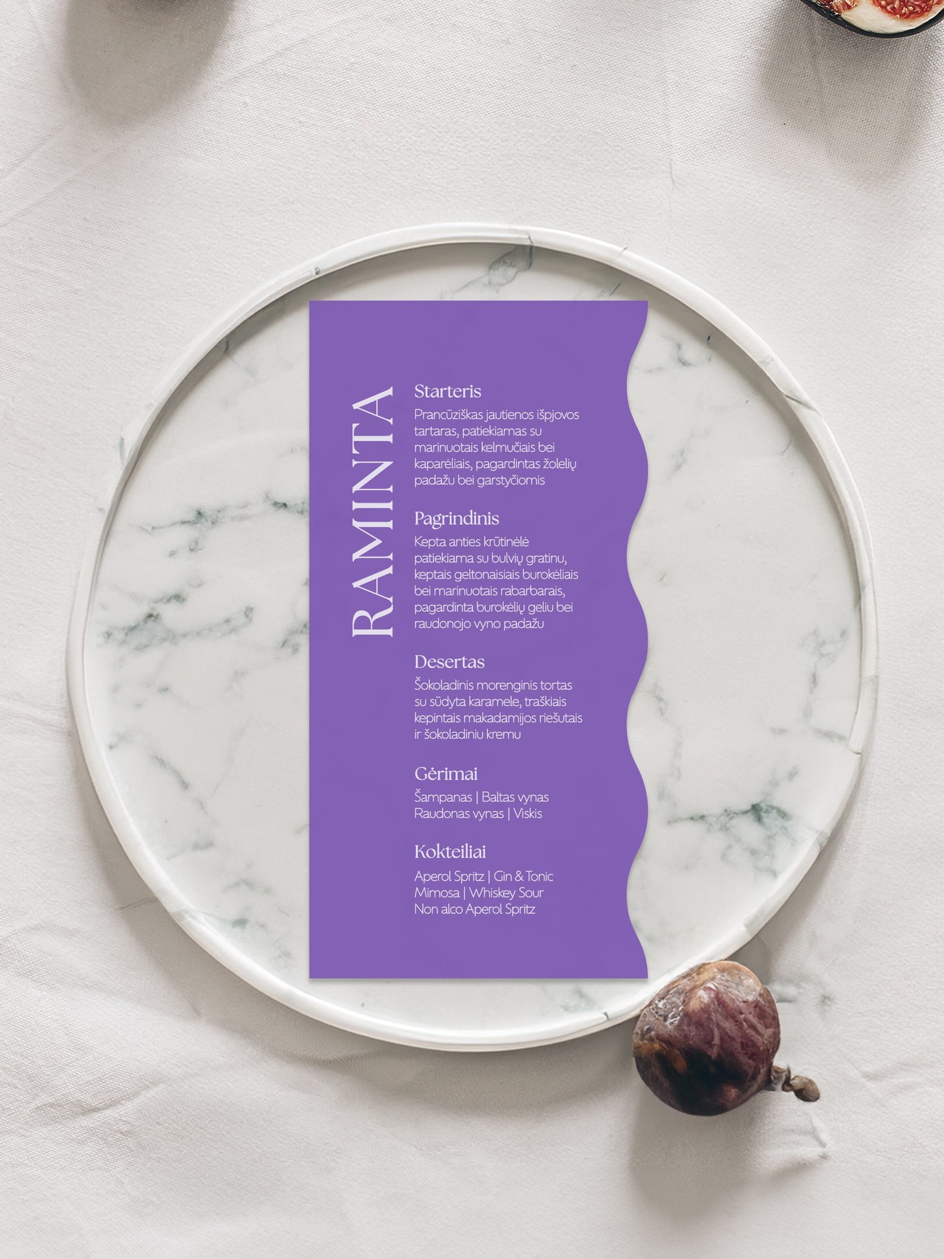 Meniu kortelė Palma