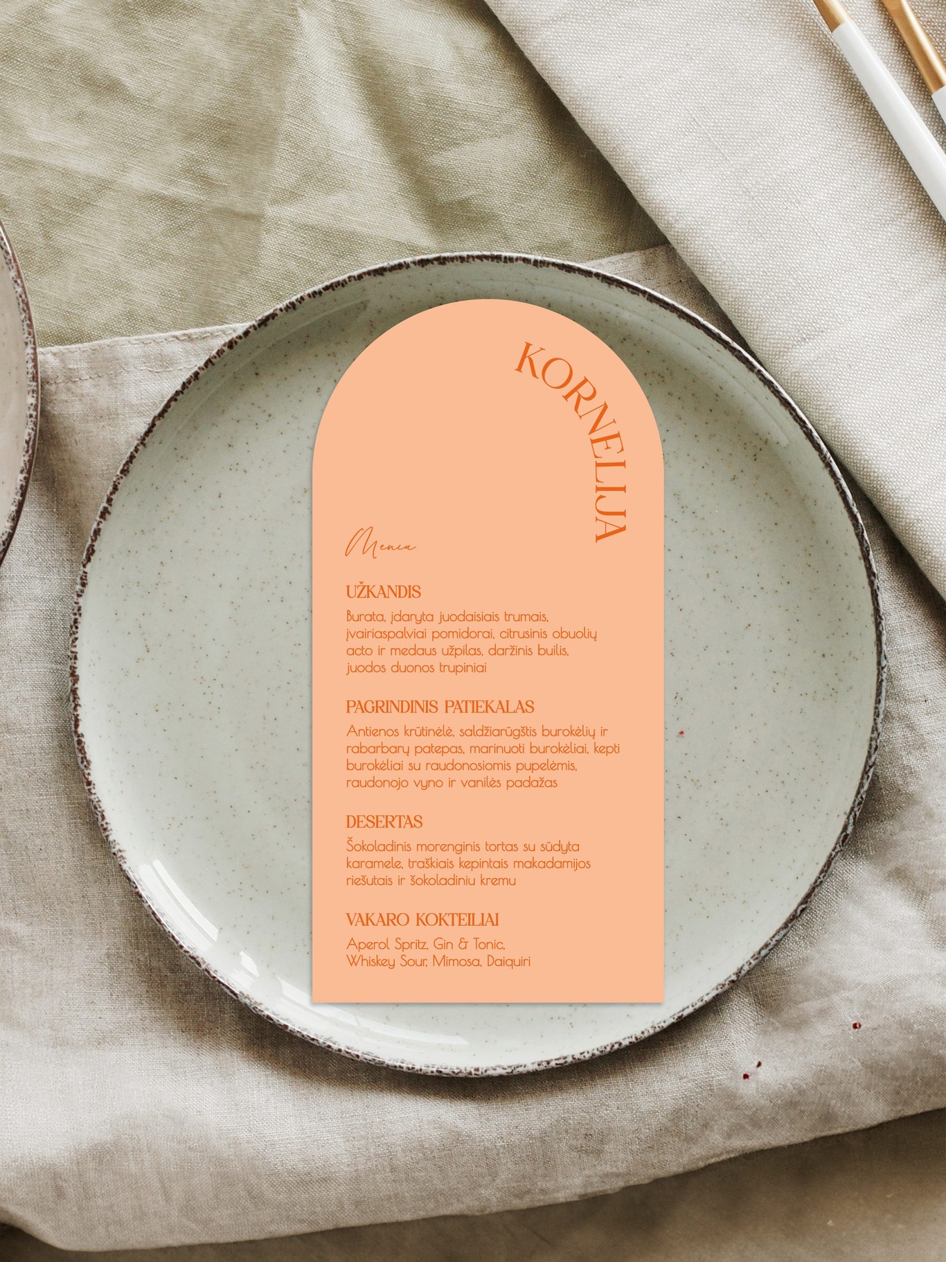 Meniu kortelė Valencija