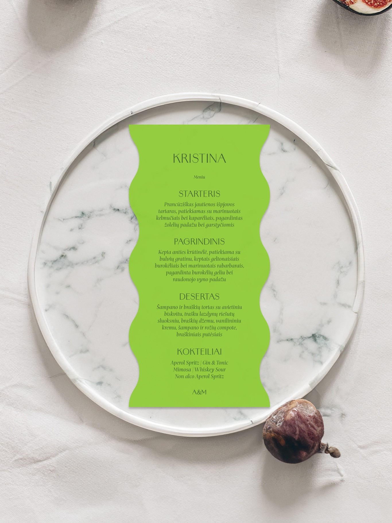 Meniu kortelė Granada