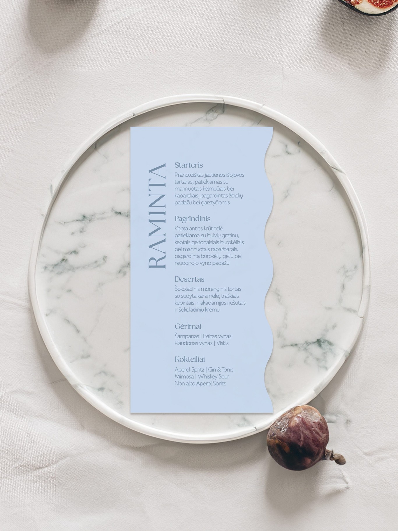 Meniu kortelė Palma