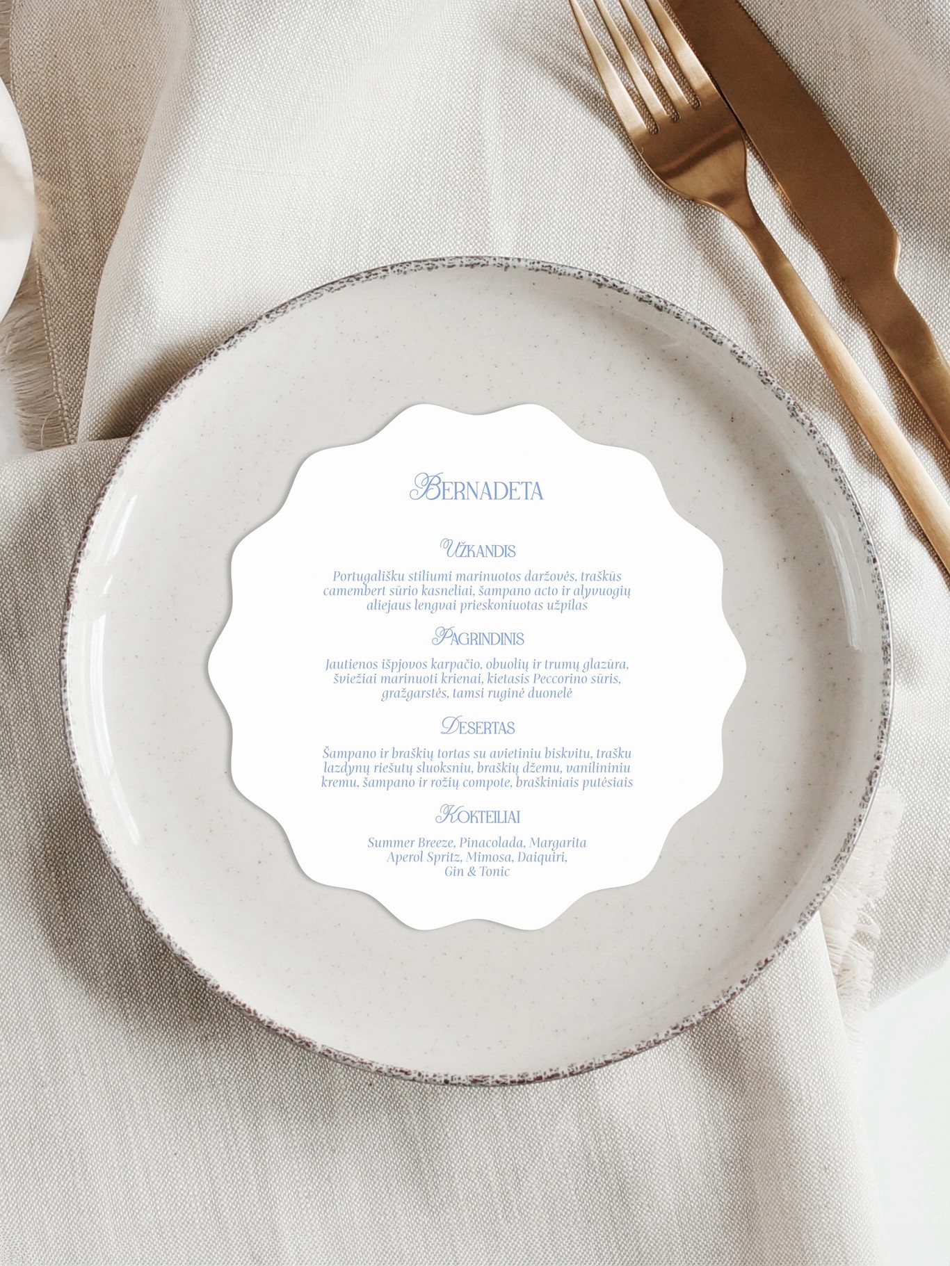 Meniu kortelė Siena