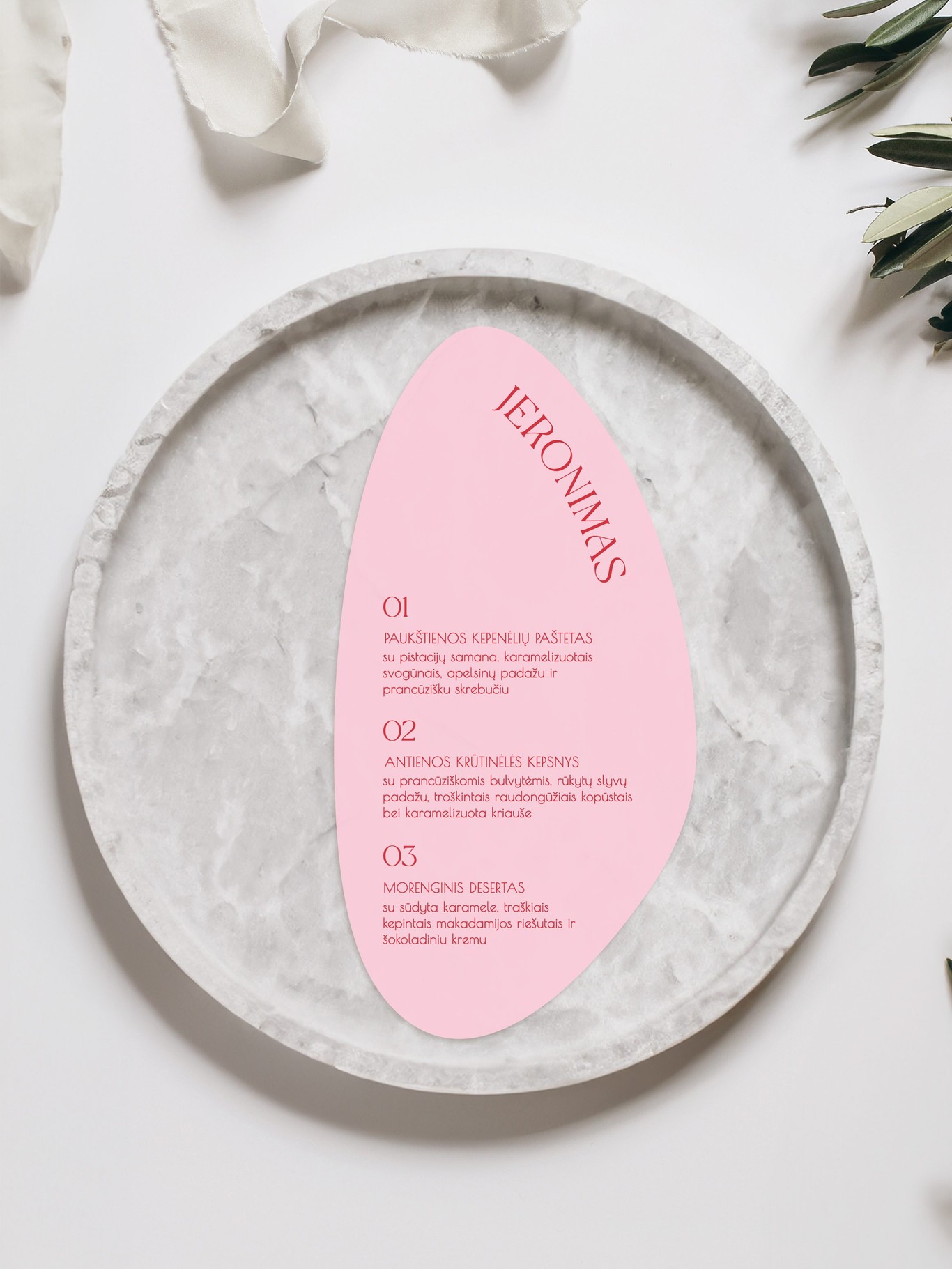 Meniu kortelė Modena